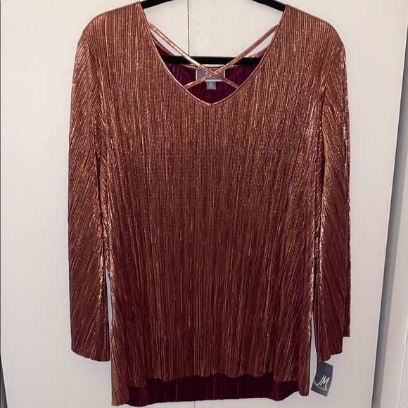 JM Collection Women's Metallic Copper Top - Picture 1 of 3